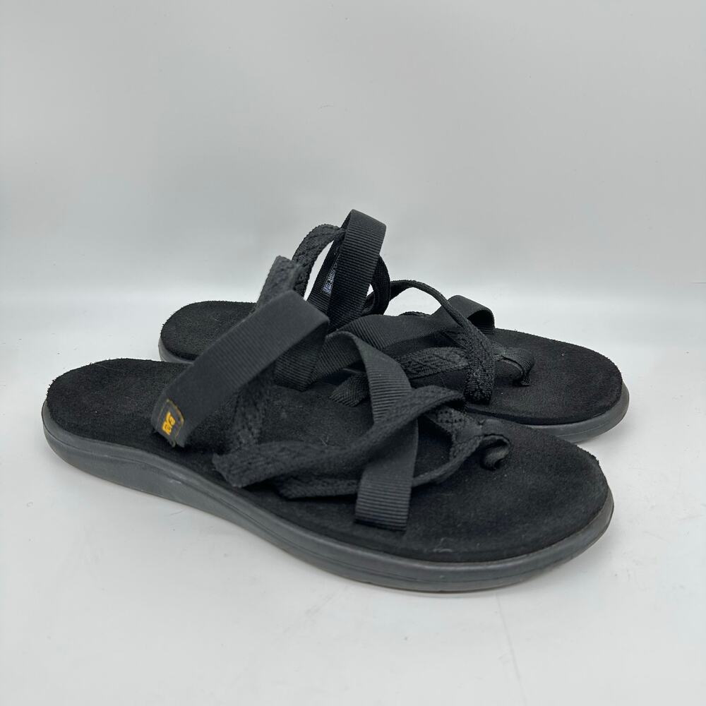 Teva Voya Zillesa Strappy Black Sandals 1117032 Womens Size 7 Comfort Casual
